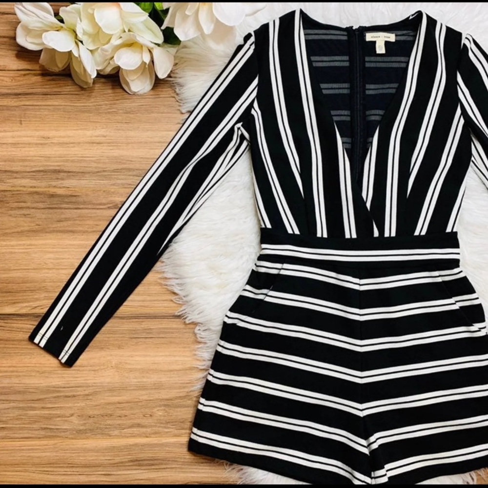 Urban Outfitters Striped V-Neck Romper